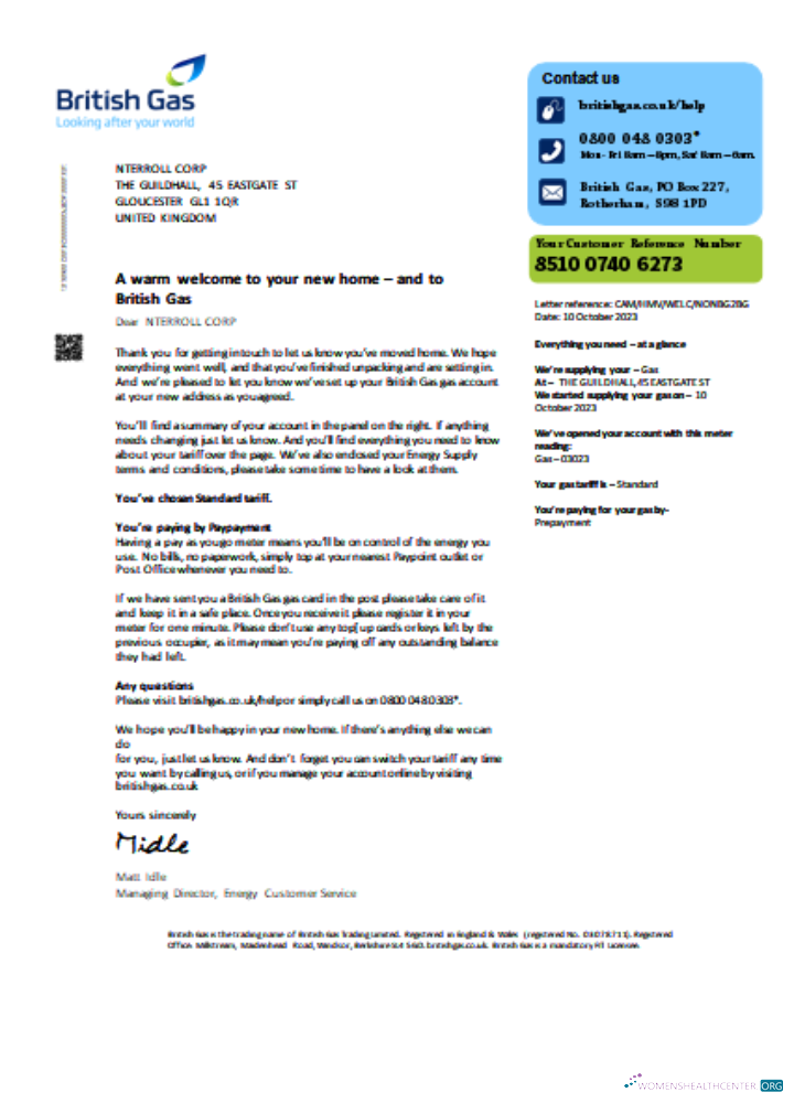 Download British Gas utility business bill, SCR1 Photoshop template
